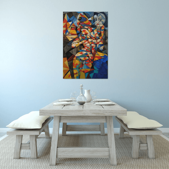 Italian girl (80x120cm, cubism, oil painting)