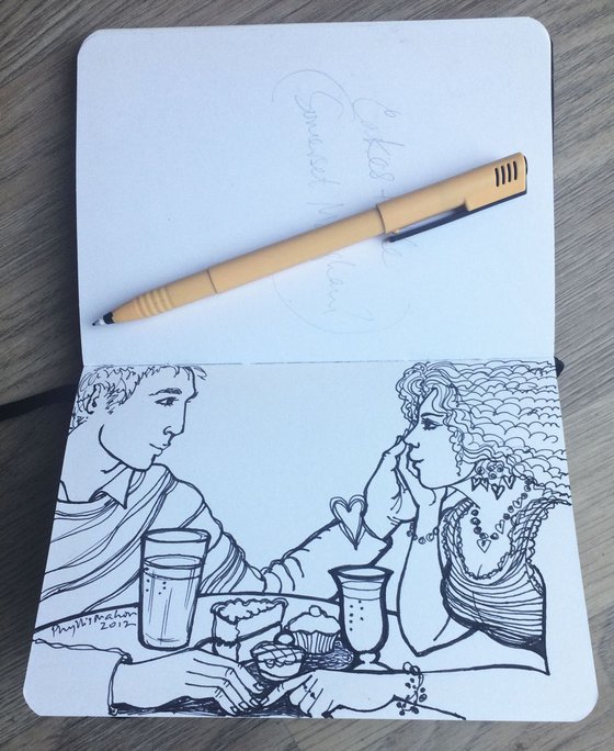 Cakes and Ale - lovers gazing (from my 2012 sketchbook)