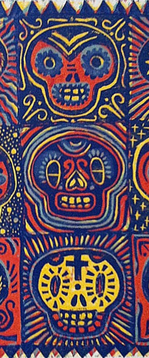 Muertos de la risa (woodcut) by Constanza Macchiavello
