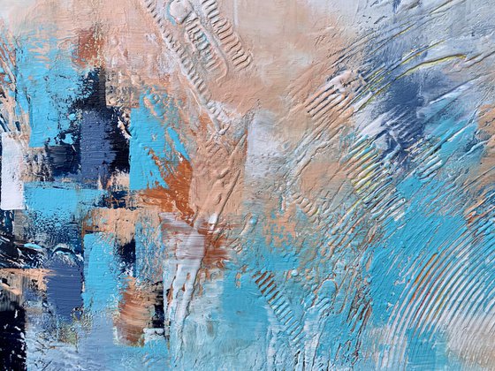 Mysterious Blue - XL LARGE,  TEXTURED ABSTRACT ART – EXPRESSIONS OF ENERGY AND LIGHT. READY TO HANG!