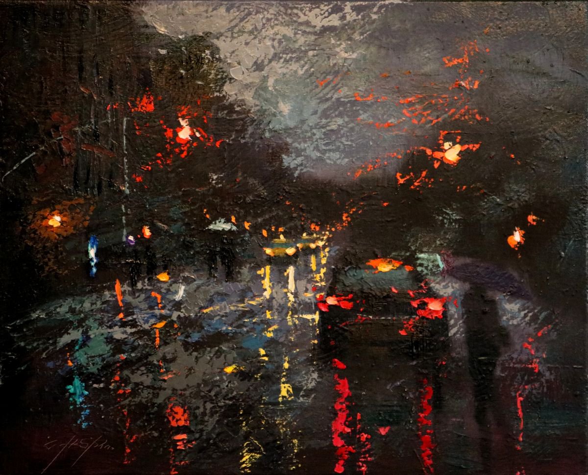 A Rainy Day in New York Painting by Chin h Shin