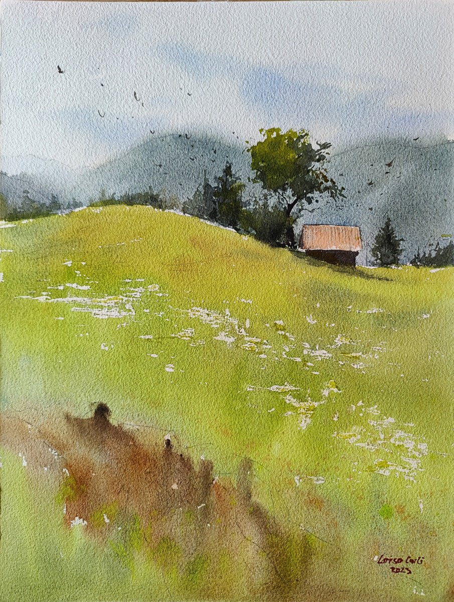 The beauty of a windy day | Original watercolor painting by Larisa Carli