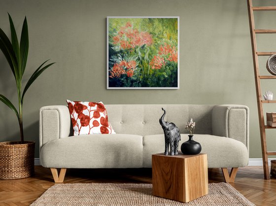 Abstract Woman's Body Silhouette in flowers painting
