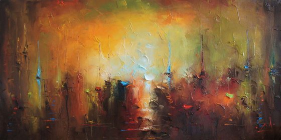 Between the day and night. Abstract Painting, Free Shipping