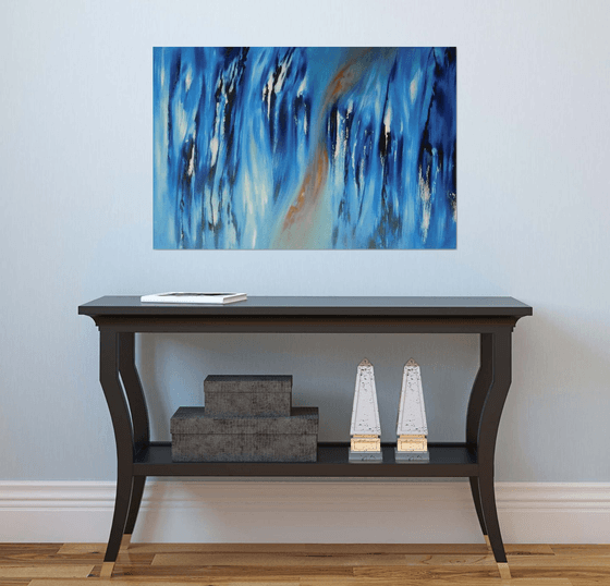 Again, lost in blue - 90x60 cm,  LARGE XL, Original abstract painting, oil on canvas