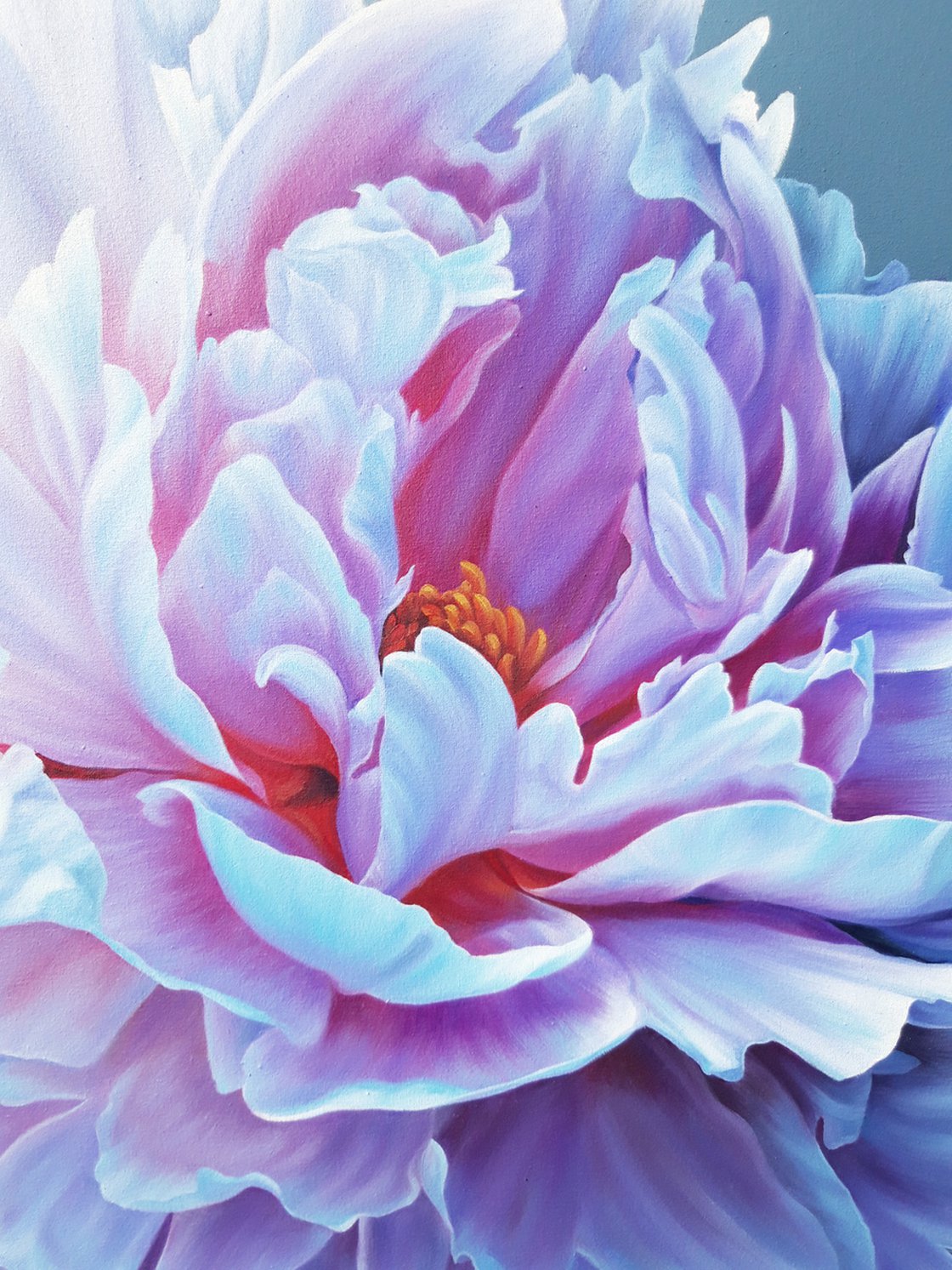"Mesmerizing peony", oil floral realistic painting, large flower art