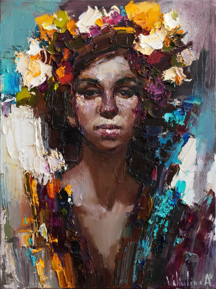 Girl with flowers by Anastasiia Valiulina
