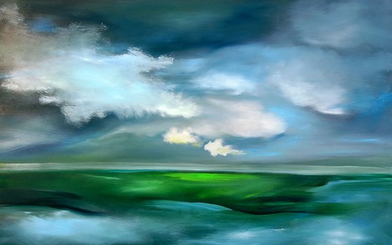 Last Light before Storm. Large painting, 30" x 48".