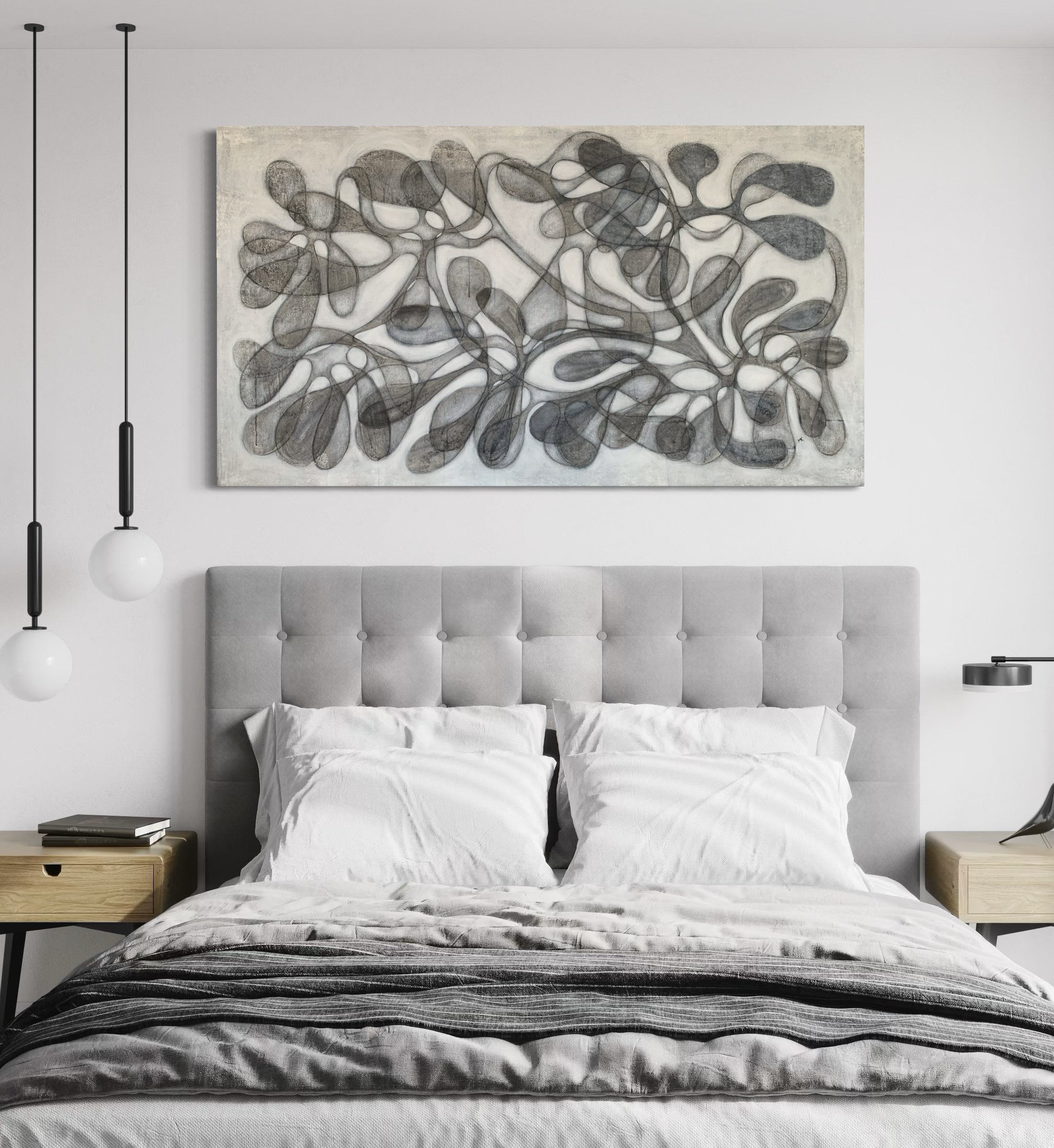 Abstract Acrylic Painting By Maarit Korhonen, 63 X 35", Polarized, Original Artwork