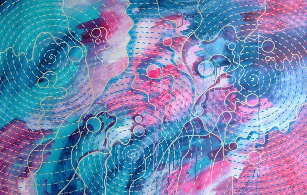 Abstract Acrylic Painting By Marina Krylova, 43 X 28", Secret Wellsprings #01, Original Artwork