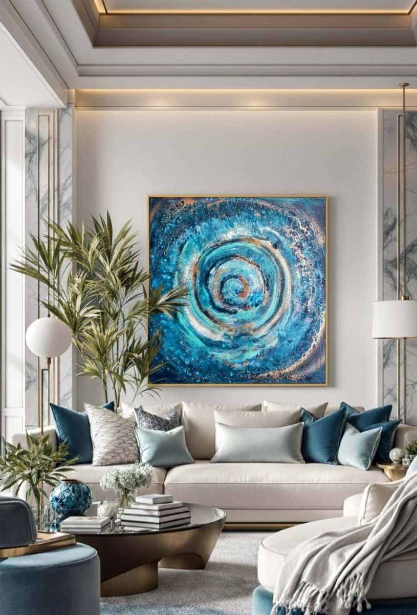 Organic Abstract Acrylic Painting By Eleni Denart, 40 X 40, Siren Calling, Original Artwork