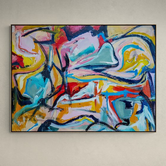 Luebo (XXL) - Abstract Painting (W)140x(H)106 cm.