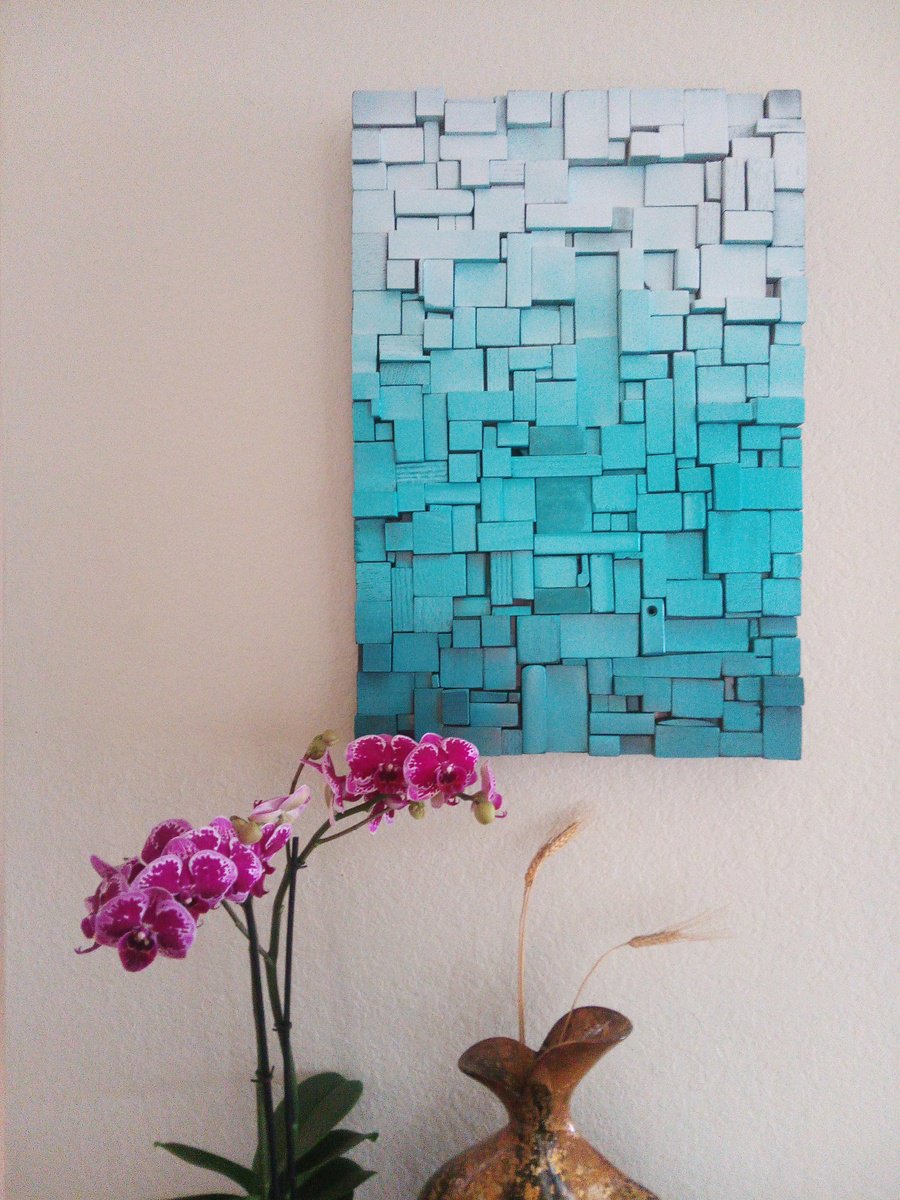 Geometric Abstract Painting By Christopher Scardino, 16 X 24, Oceano Azul, Original Artwork