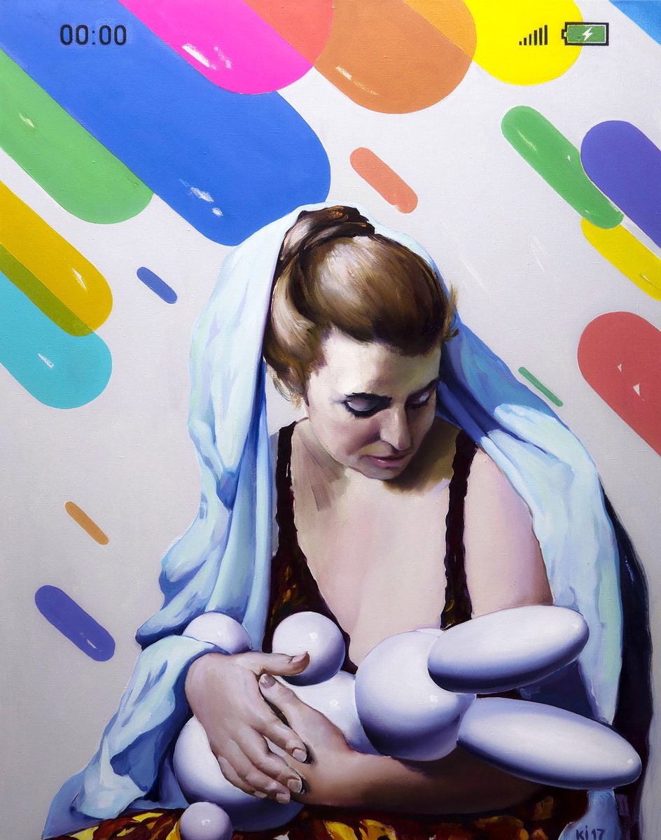 Impressionistic Portrait Oil Painting By Igor Konovalov, 45 X 35, Eternal Baby, Original Artwork