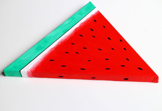 Watermelon Segment Pop Art Acrylic Painting On TRIANGLE Canvas