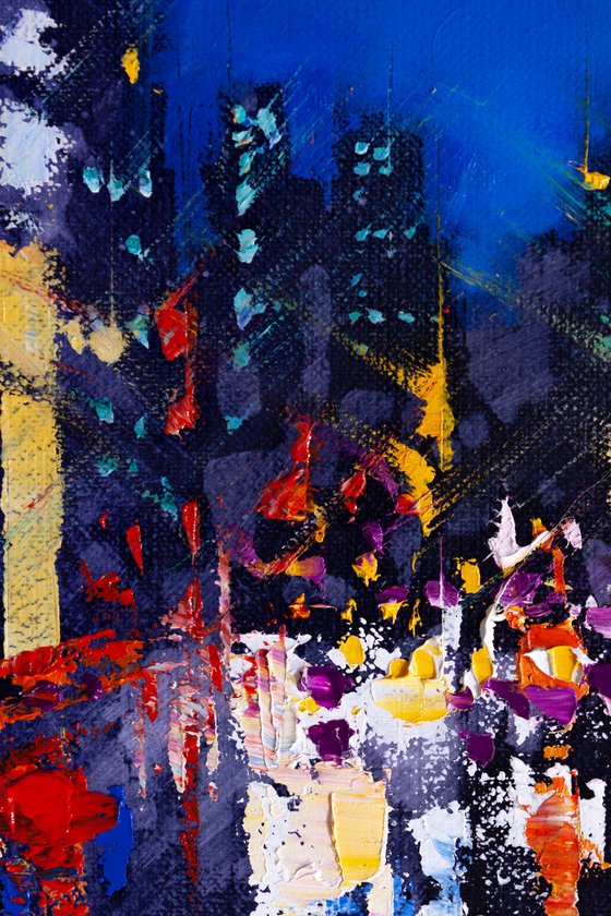 ABSTRACT CITYSCAPE ," Night city lights"