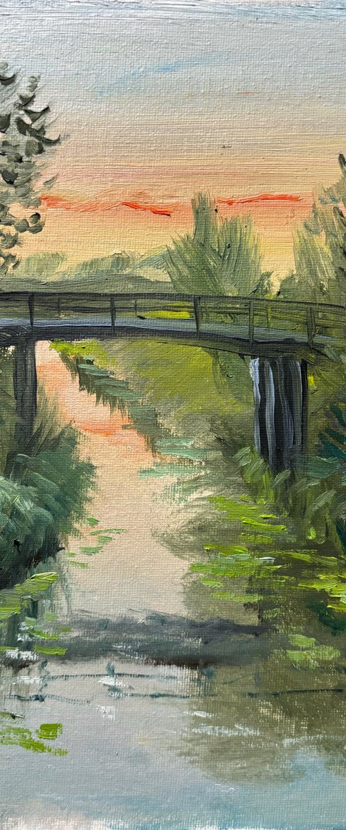 Small bridge at sunset by Dmitry Fedorov