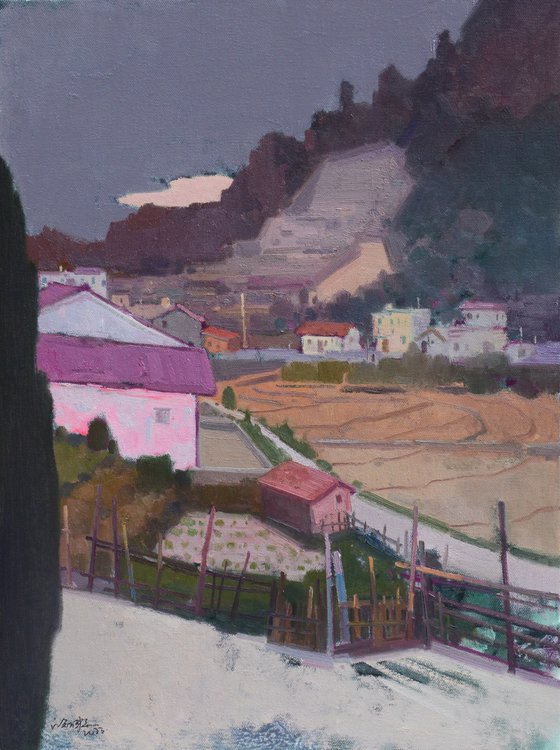 Landscape oil painting:Village 107
