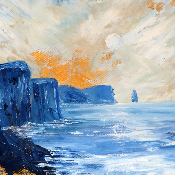 Blue Moonlit Seastack