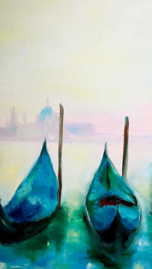 Canvas painting Venice painting Gondolas ITALY painting by Anna Lubchik