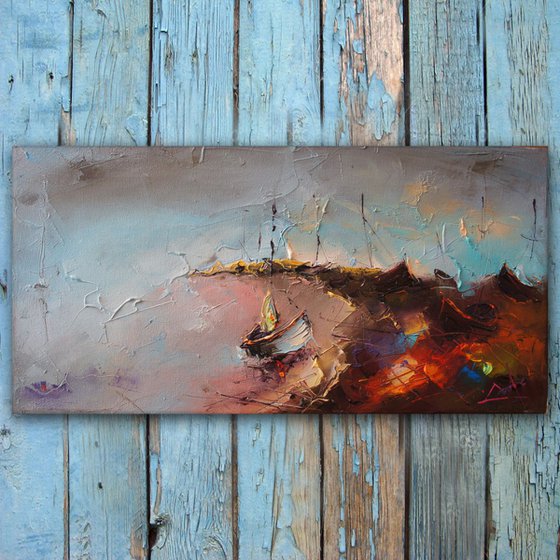 Marine landscape 2, Palette knife oil painting
