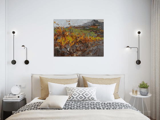 Autumn vineyard Landscape painting