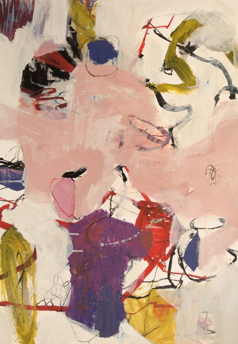 Expressive Abstract Acrylic Painting By Linda Coppens, 20 X 28", Lightness Ii, Original Artwork