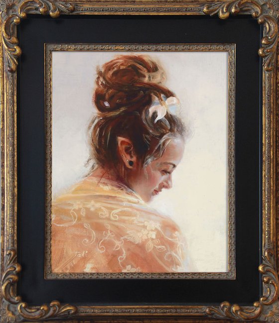 Elfin Beauty in Lace - oil portrait