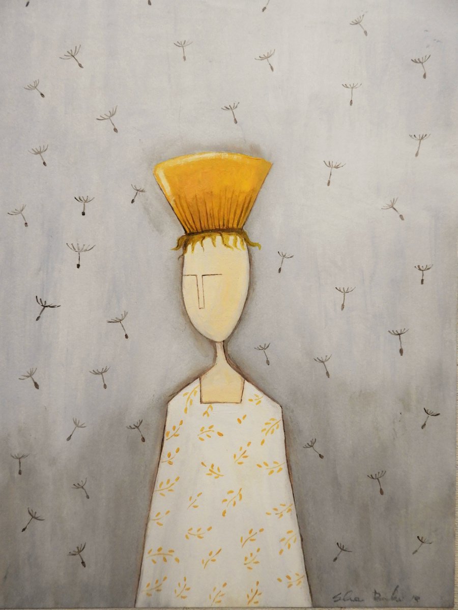 Taraxacum woman - oil on paper by Silvia Beneforti