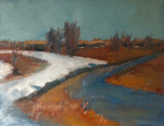 Melted landscape oil painting