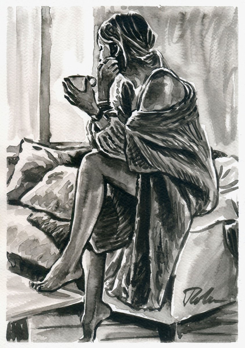 Urban And Pop Portrait Ink Drawing By Tashe, 8 X 12", Let