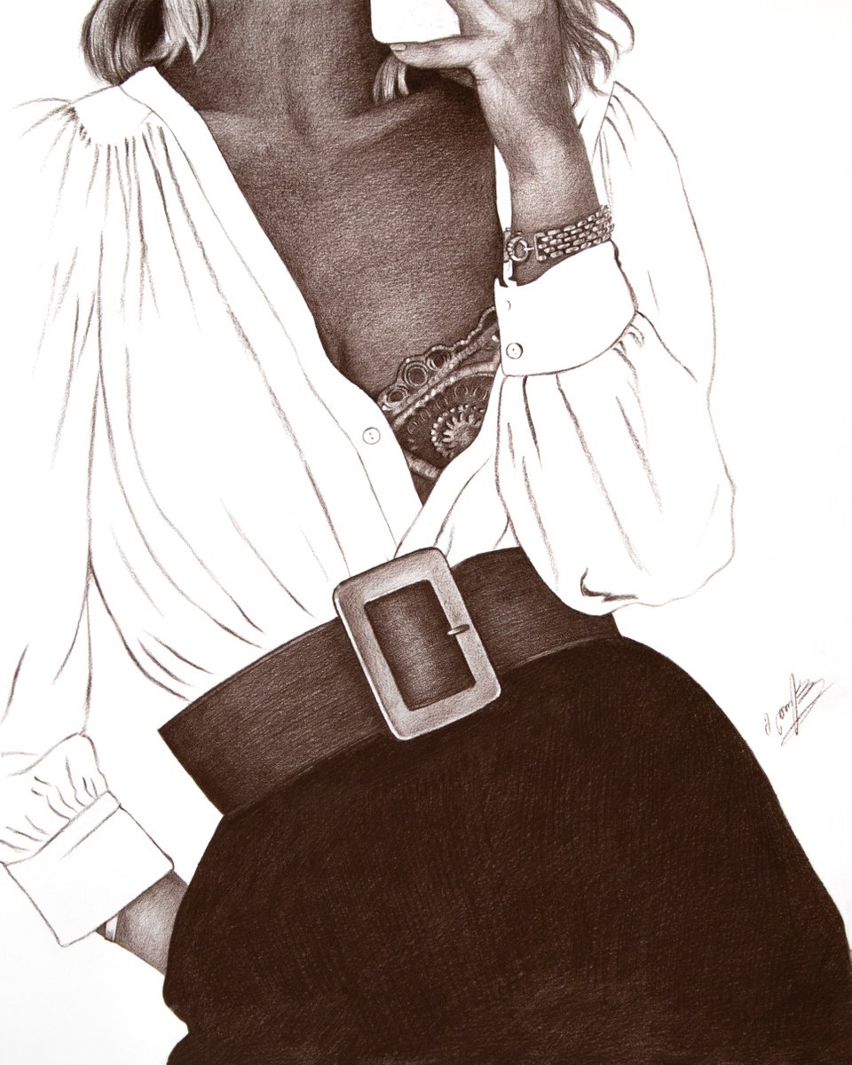 Impressionistic Portrait Drawing By Mariam Darchiashvili, 16 X 20", Untitled, Original Artwork