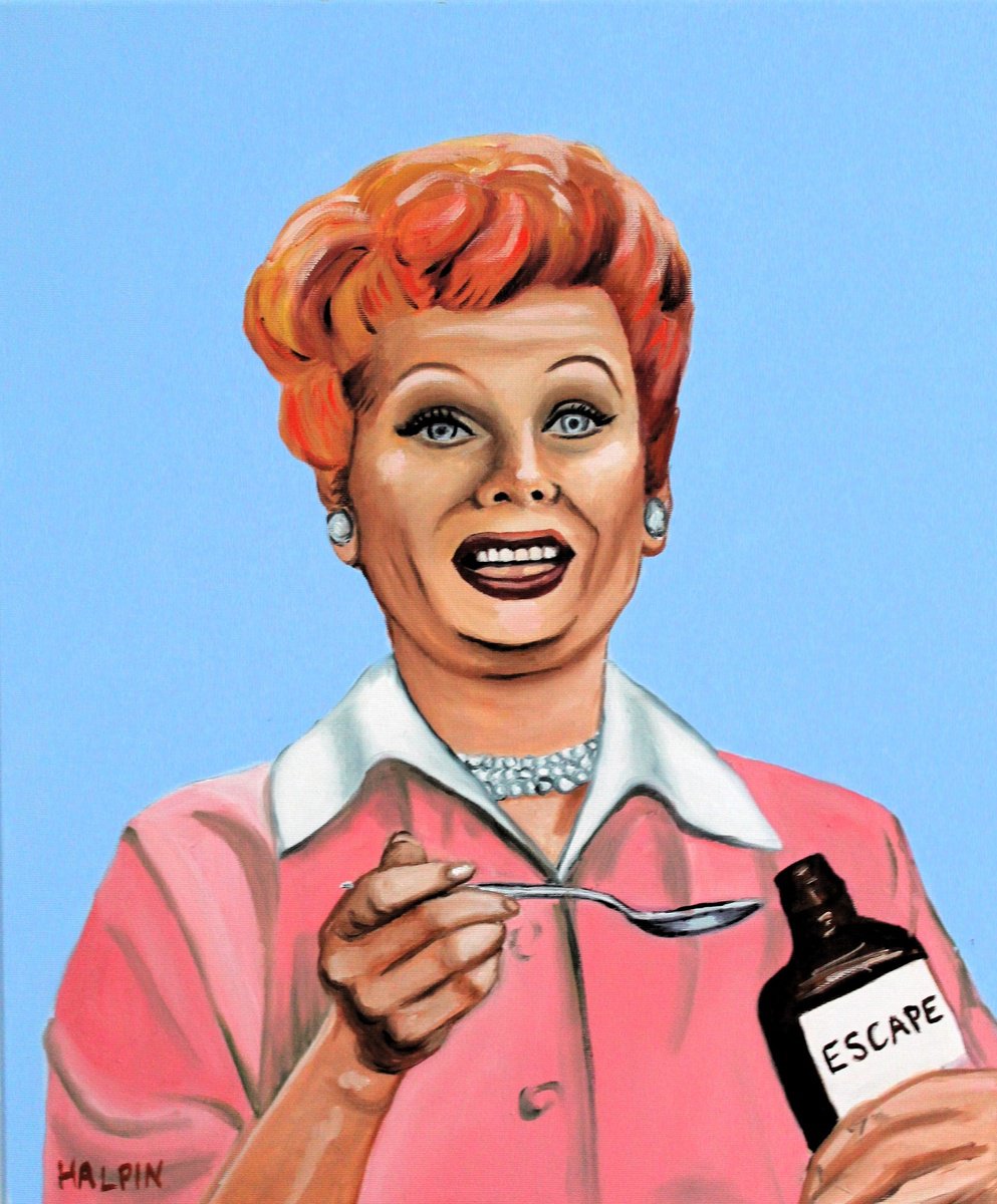 Urban And Pop Portrait Oil Painting By Mathew Halpin, 20 X 24", Lucile Ball As Lucy Ricado, Original Artwork
