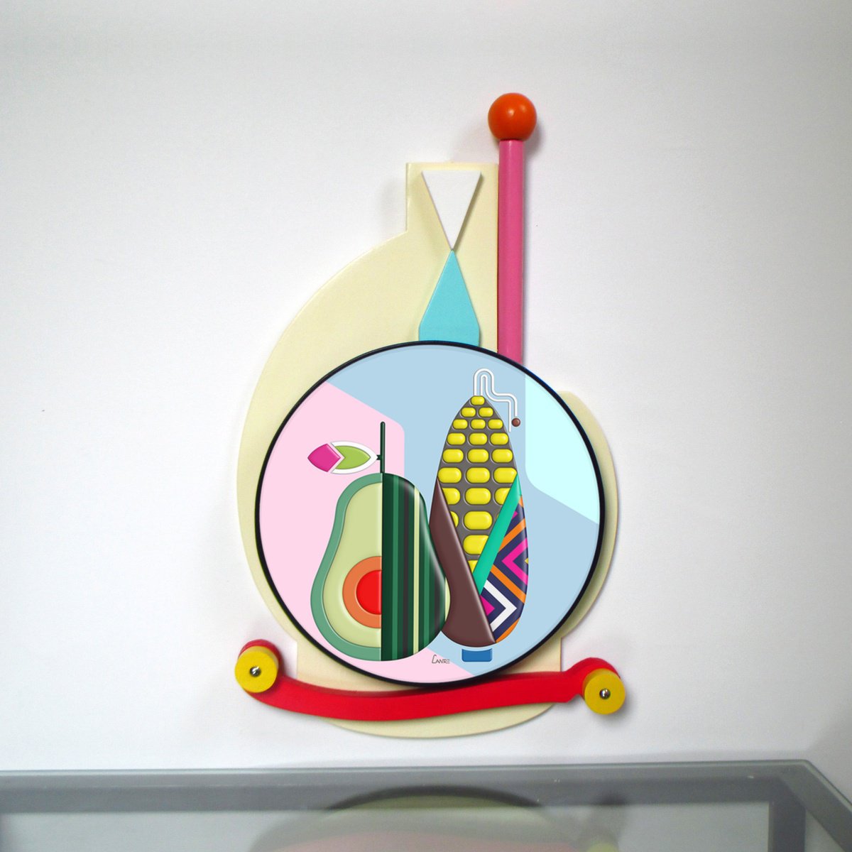 Urban And Pop Still Life Wood Sculpture By Lanre Adefioye, 12 X 21", Harvest, Original Artwork