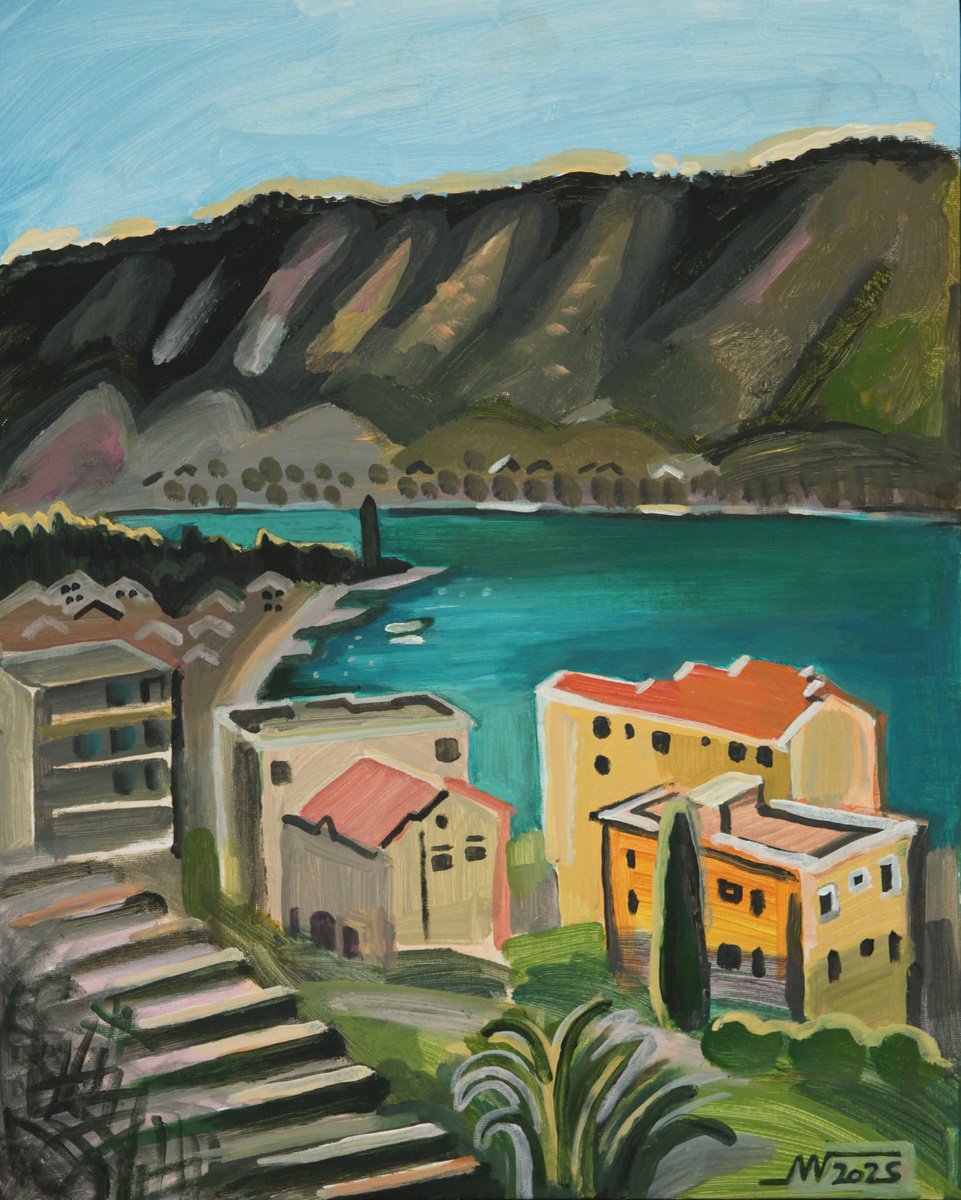 Landscape Acrylic Painting By Marina Gorkaeva, 16 X 20", Dobrota, Original Artwork