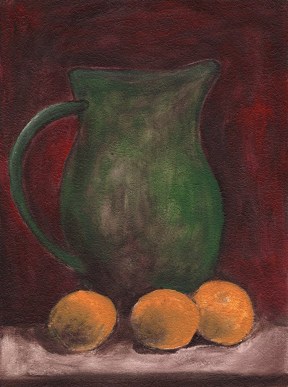 Green Jug And Clementines