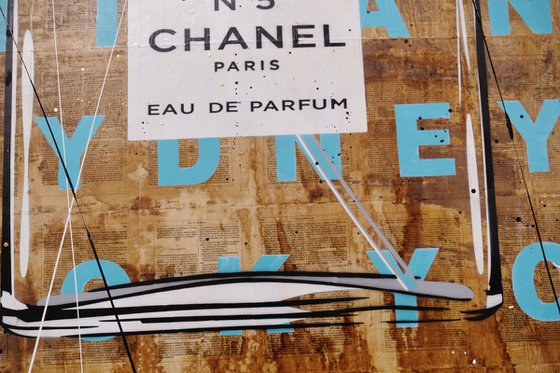 Chanel Teal 140cm x 100cm Chanel Book Page Urban Pop Art