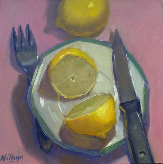 Original Kitchen Still Life - Lemons from the top