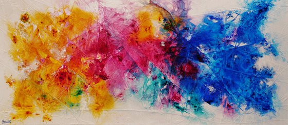 Washed Colour 270cm x 120cm Colourful Textured Abstract Art