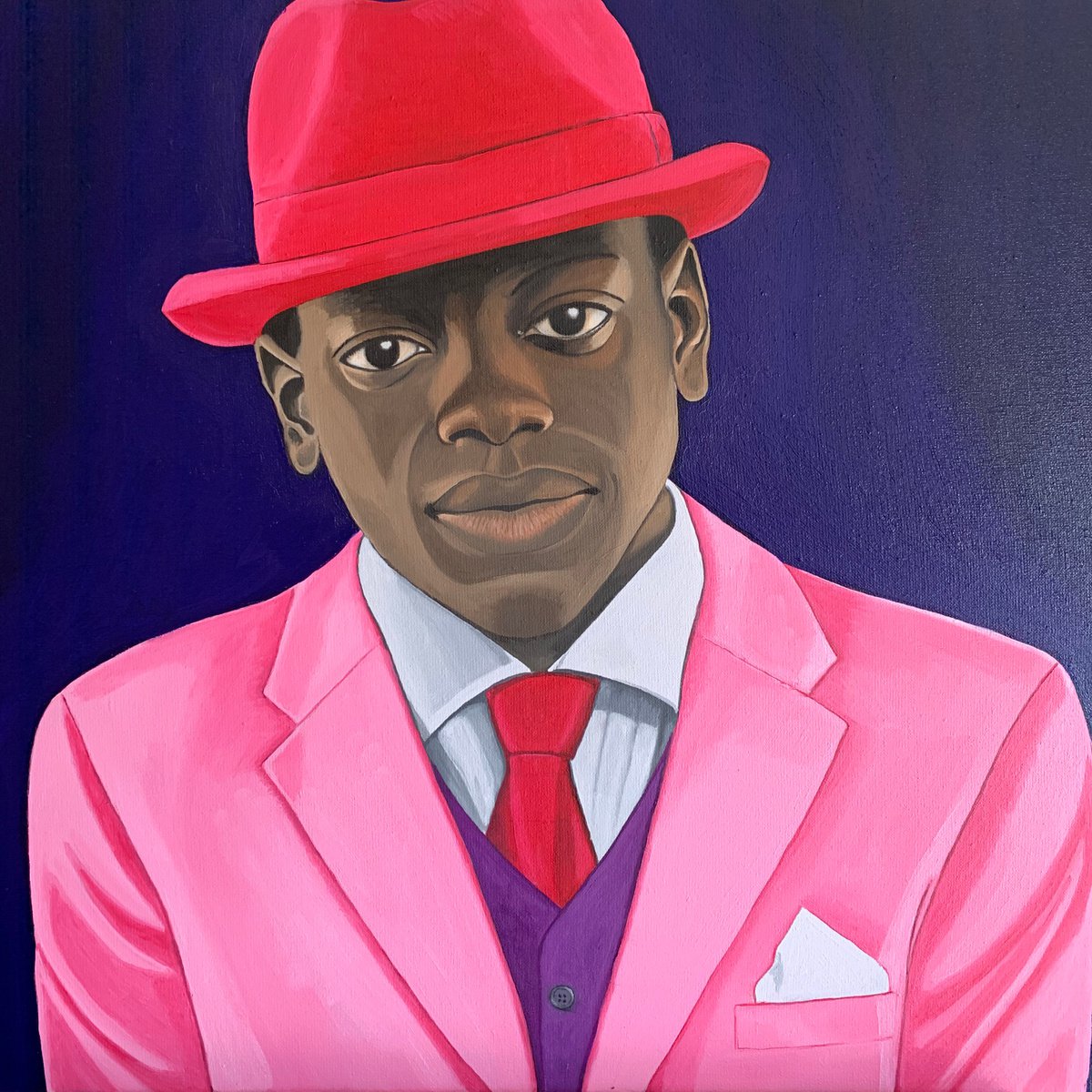 Expressive Portrait Oil Painting By Caroline Millott, 26 X 24, Sapeur 1, Original Artwork