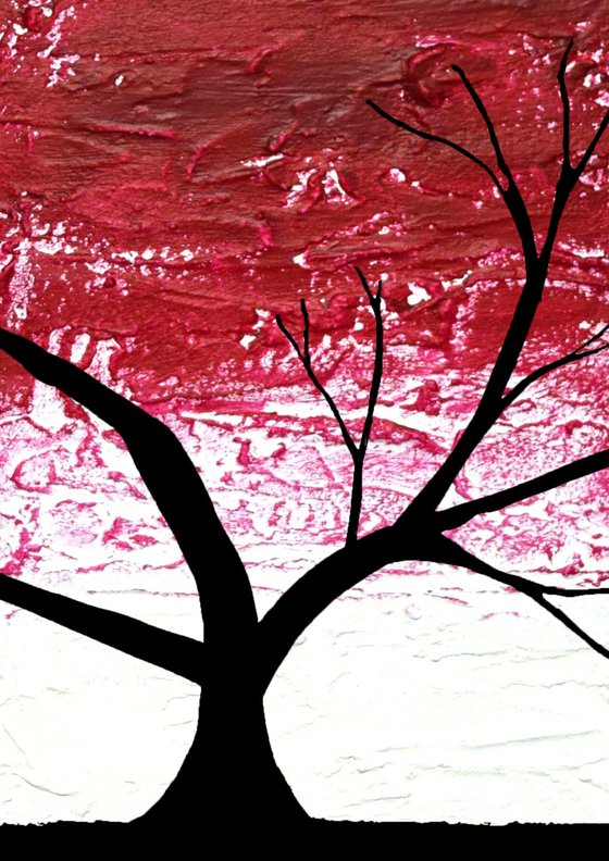 Burgundy Tree of Life artwork in acrylic