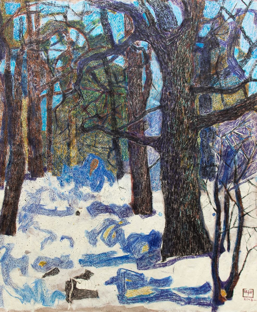 Winter forest 2. Graphics. Wax pencil. by Igor (Krapar) Shcherbakov