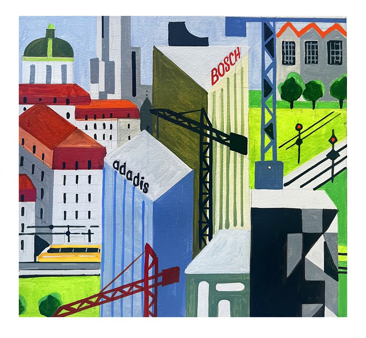 Urban And Pop Acrylic Painting , Berlin-06 By Andre Baldet, 12 X 11, Artwork For Sale On Artfinder