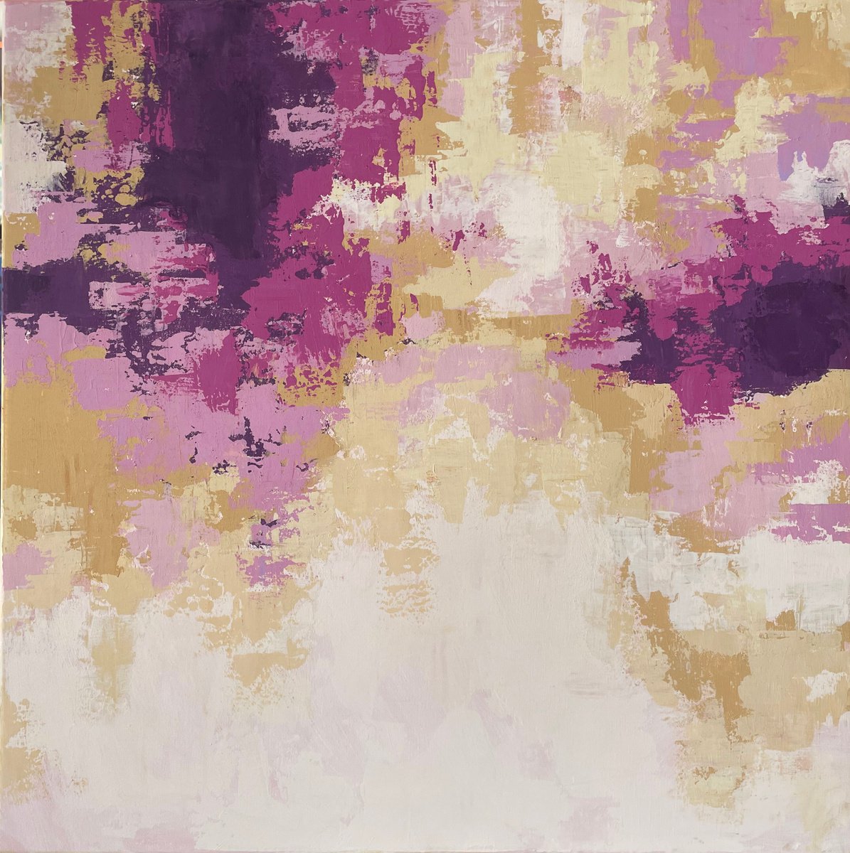 Warm yellows and Purples Abstract by Hannah Bruce