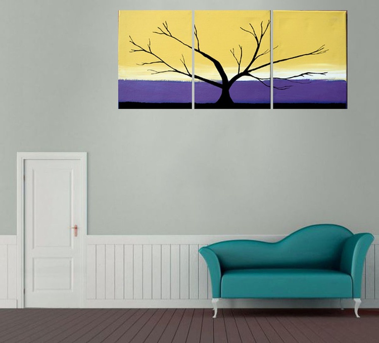 Triptych 3 Panel Wall Art Color Tree In Wood Th Artfinder