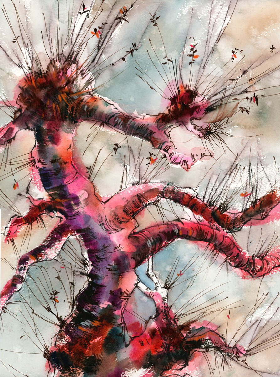 Impressionistic Painting , Pink Monster Tree By Sophie Rodionov, 12 X 16, Artwork For Sale On Artfinder
