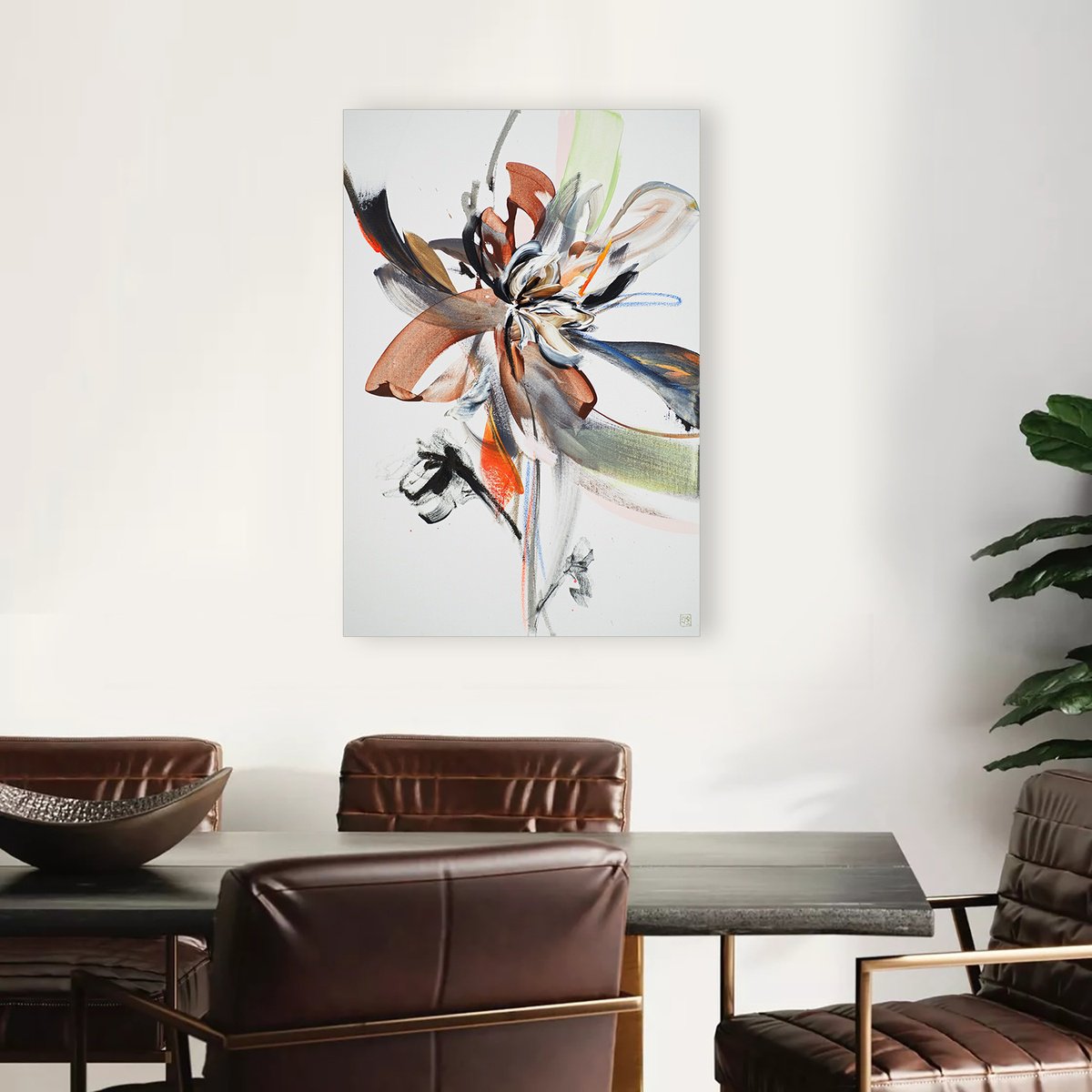 Abstract Acrylic Painting By Novi Lim, 24 X 36", Aubade i? La Lune, Original Artwork