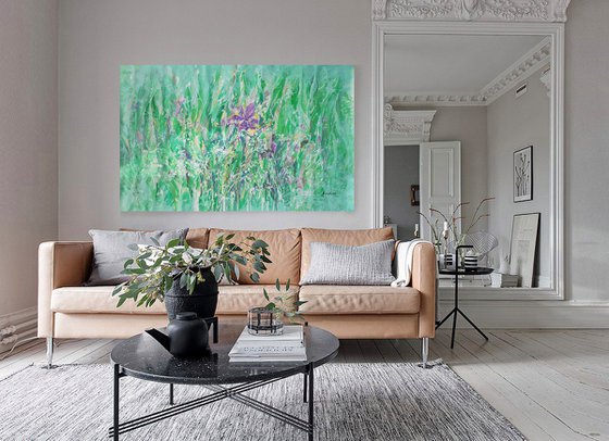 Large painting 100x160 cm unstretched canvas "One summer day" i008 art original artwork by Airinlea