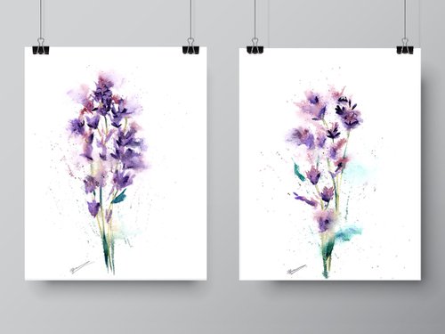 Set of 2 Flowers Paintings by Olga Shefranov (Tchefranov)