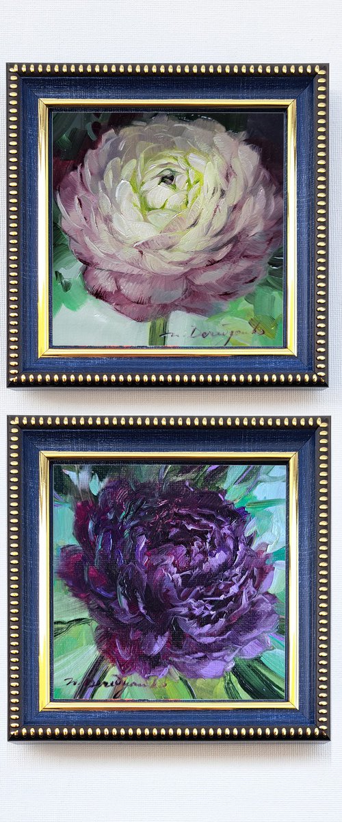 Peony Ranunculus by Nataly Derevyanko